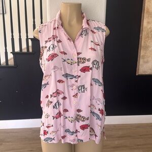 Vintage Esprit pink fish blouse med